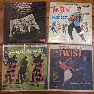 vinyl record #twistin rock music lot 4 albums (Duane Eddy,beatles,Teddy Reynolds